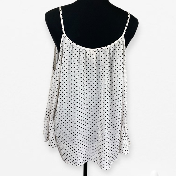 Jules & Leopold Black and White polka dot Open Cold shoulder strap top Blouse XL - Picture 4 of 9